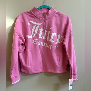 NWT Juicy Couture Kids Pink Juicy Logo J Zipper Quarter Zip Sweater Sweatshirt
